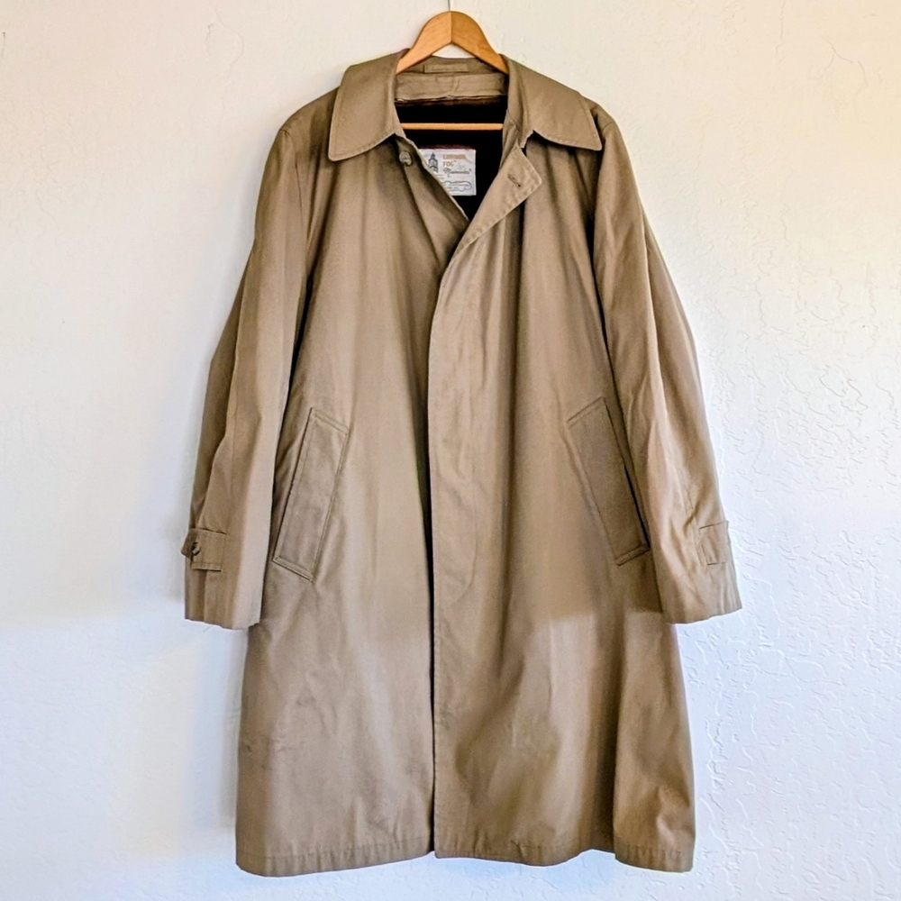 VTG London Fog Maincoats Tan Trench Coat Classic Tailored Overcoat Raincoat